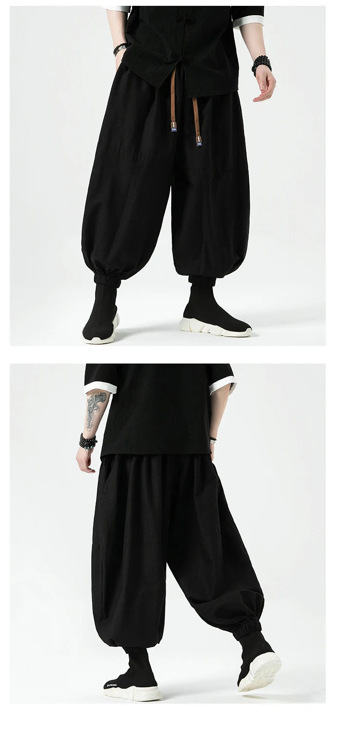 Men Wide Leg Lantern Pants - Harem Pants Men