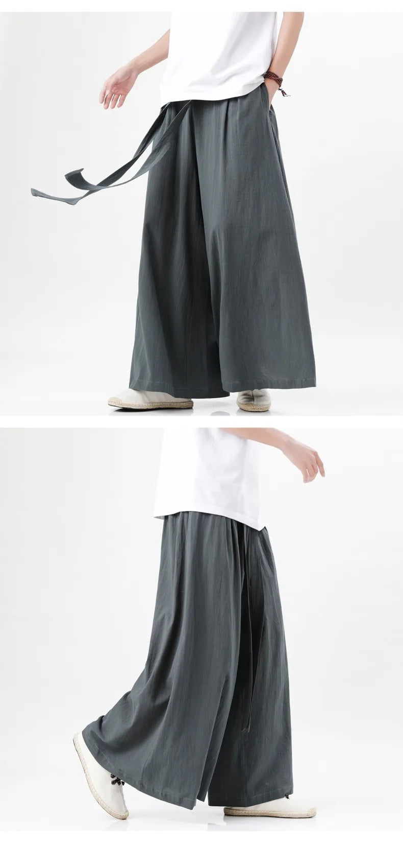 Zen Flow Wide-Leg Linen Pants – Harem Pants Men Style - Harem Pants Men