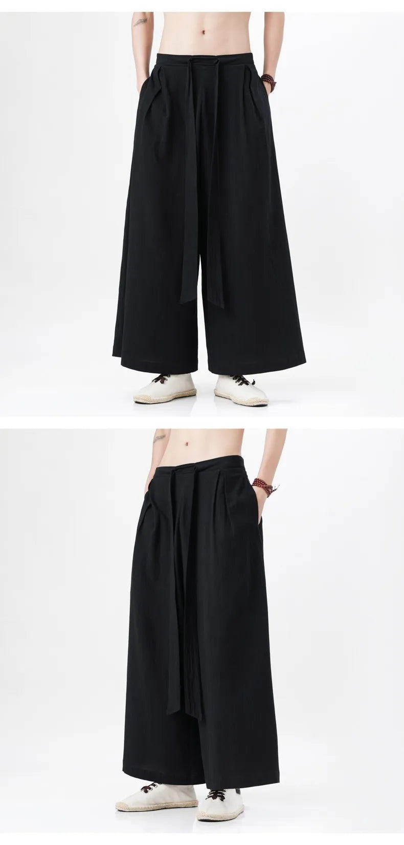 Zen Flow Wide-Leg Linen Pants – Harem Pants Men Style - Harem Pants Men