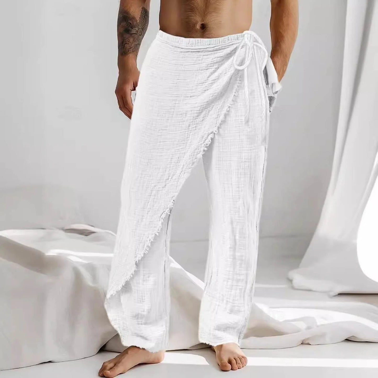 Men’s Breathable Cross - Wrap Beach Harem Pants - Harem Pants Men