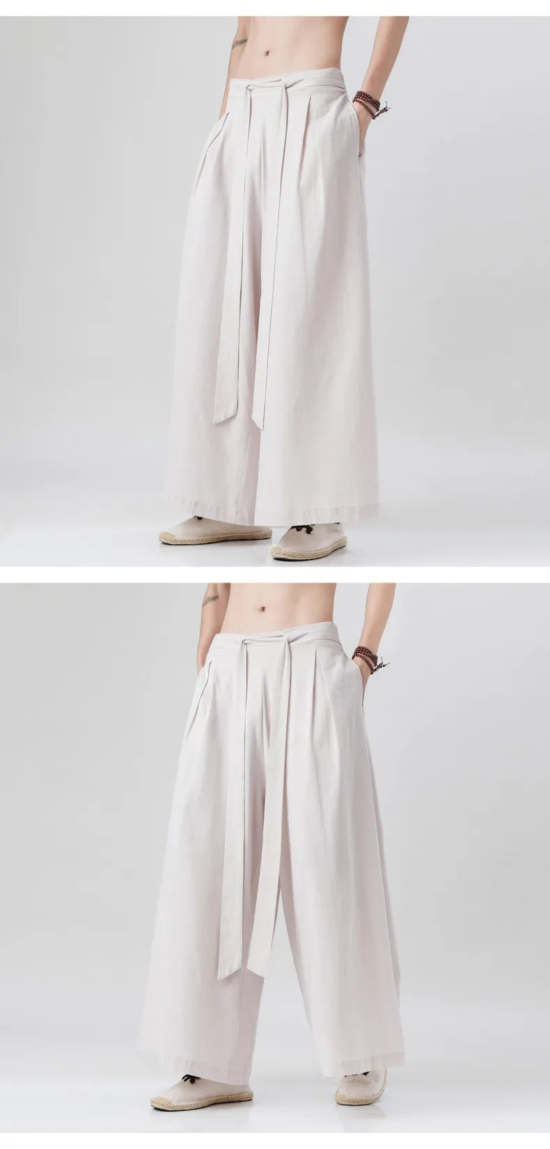 Zen Flow Wide-Leg Linen Pants – Harem Pants Men Style - Harem Pants Men