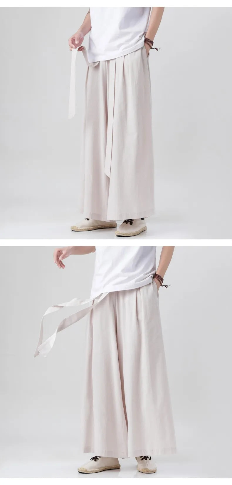 Zen Flow Wide-Leg Linen Pants – Harem Pants Men Style - Harem Pants Men