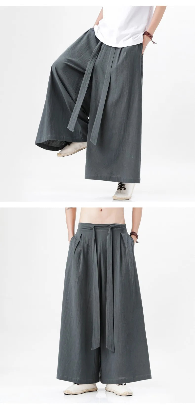 Zen Flow Wide-Leg Linen Pants – Harem Pants Men Style - Harem Pants Men