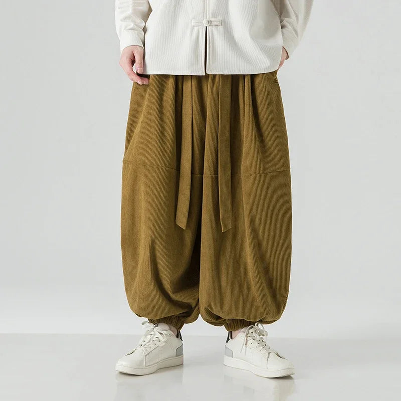 Corduroy Harem Pants for Men – Oversized Streetwear Trousers - Harem Pants Men