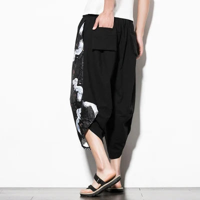 Men’s Harajuku Harem Pants – Vintage Patchwork Joggers - Harem Pants Men