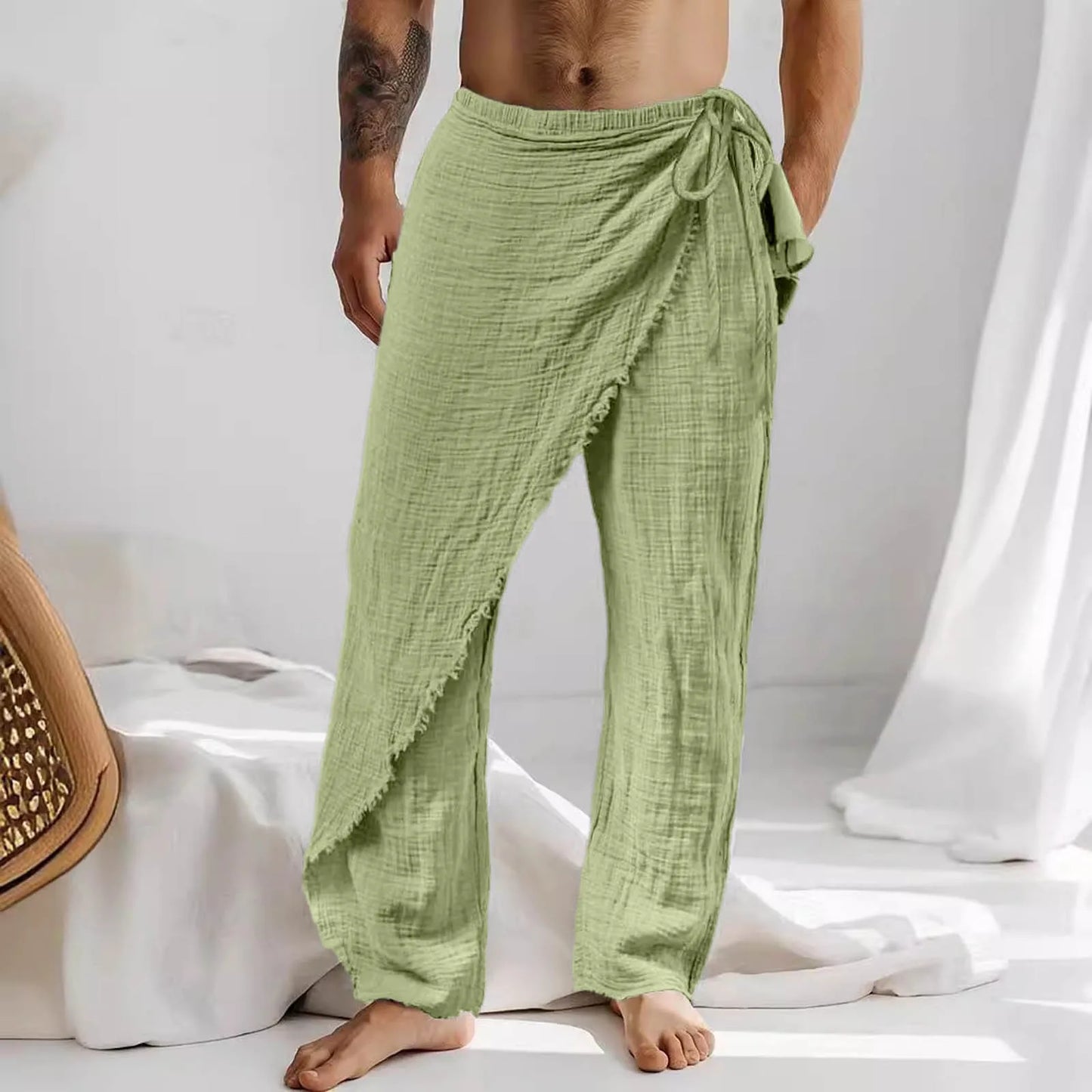 Men’s Breathable Cross - Wrap Beach Harem Pants - Harem Pants Men