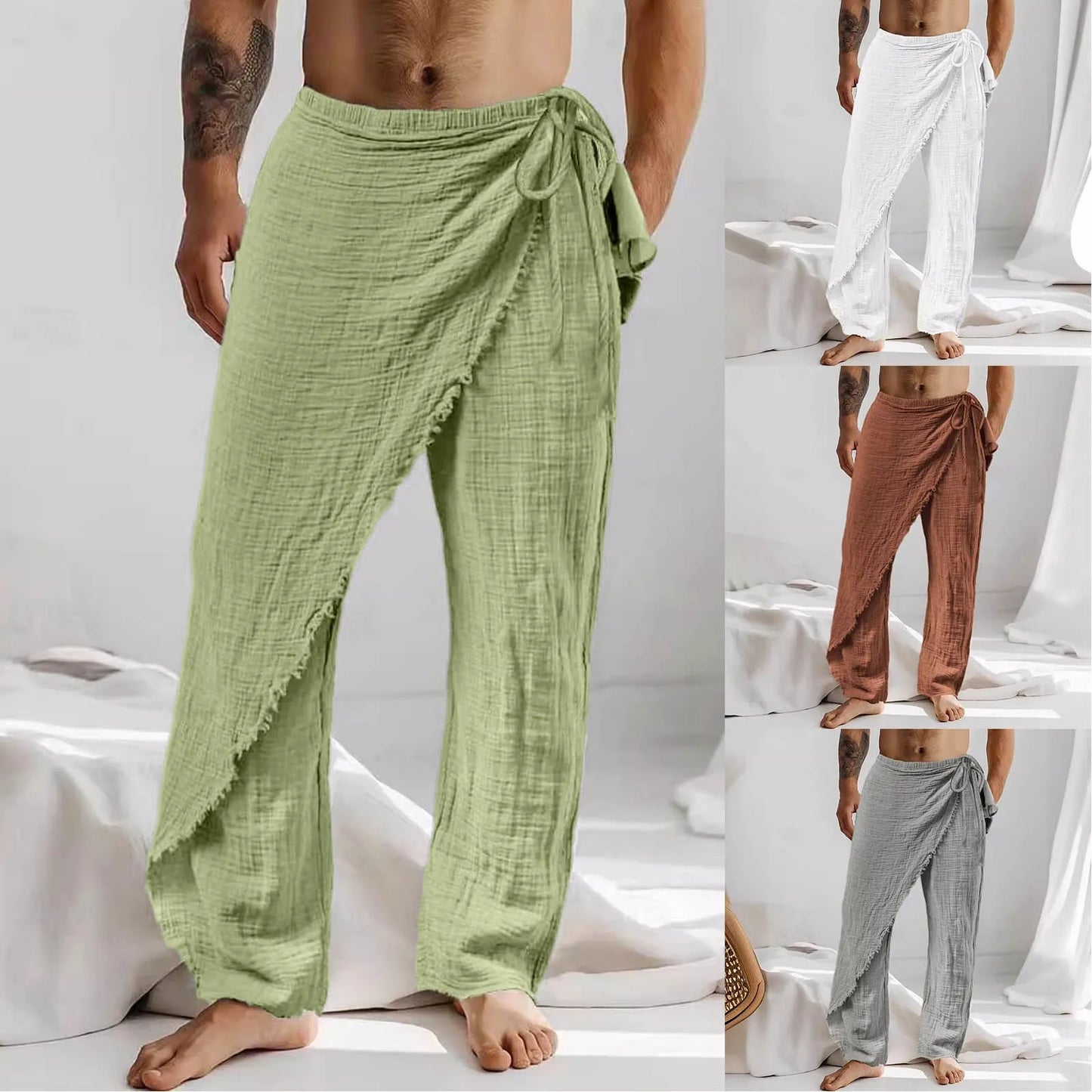 Men’s Breathable Cross - Wrap Beach Harem Pants - Harem Pants Men