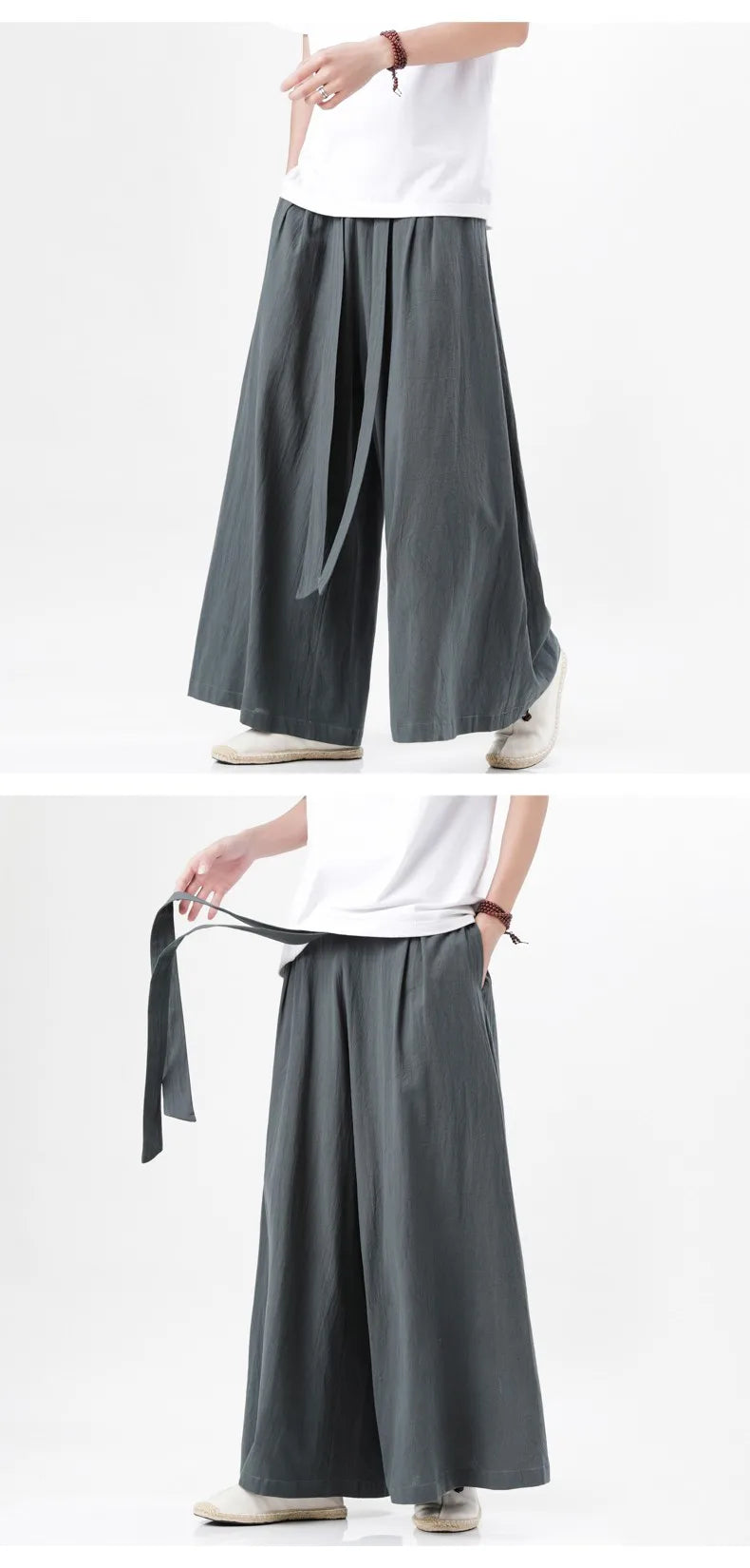 Zen Flow Wide-Leg Linen Pants – Harem Pants Men Style - Harem Pants Men