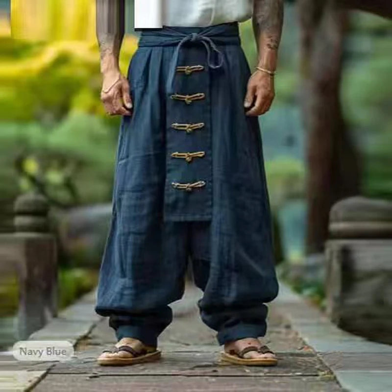 Zen Fold Linen Samurai Pants – Harem Pants Men Style - Harem Pants Men