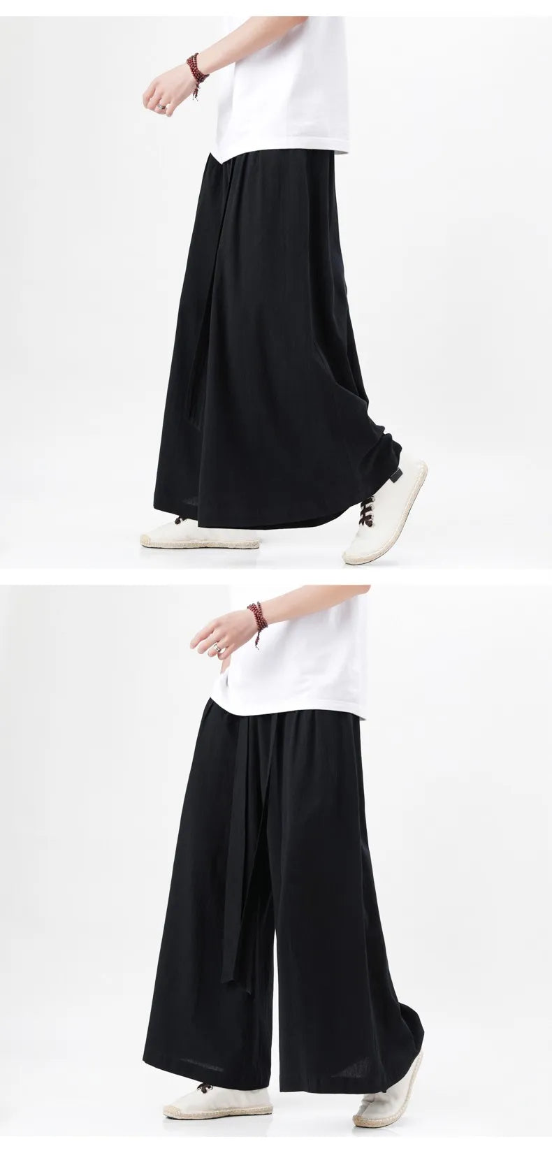 Zen Flow Wide-Leg Linen Pants – Harem Pants Men Style - Harem Pants Men