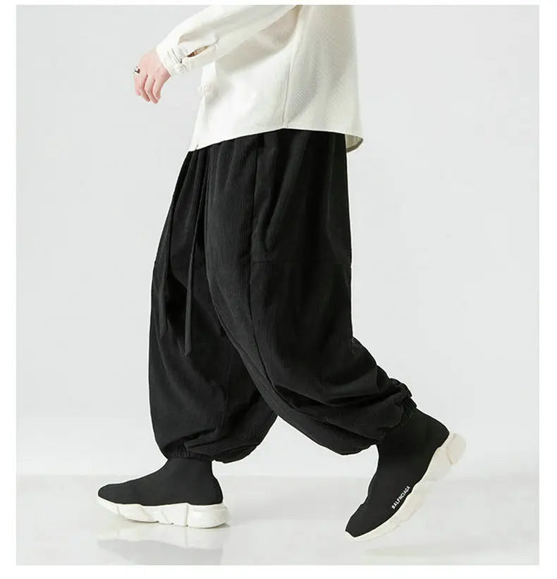 Corduroy Harem Pants for Men – Oversized Streetwear Trousers