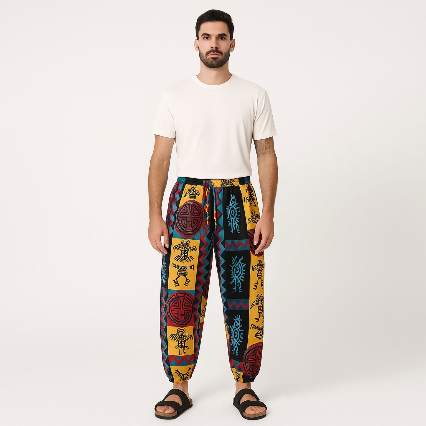Boho Tribal Harem Pants for Men – Summer Cotton Linen - Harem Pants Men