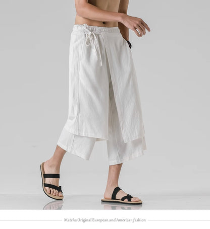 Irregular Skirt Harem Pants for Men – Cotton Linen Vintage Style