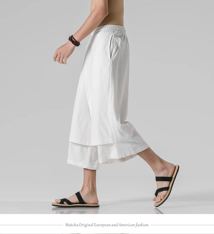 Irregular Skirt Harem Pants for Men – Cotton Linen Vintage Style