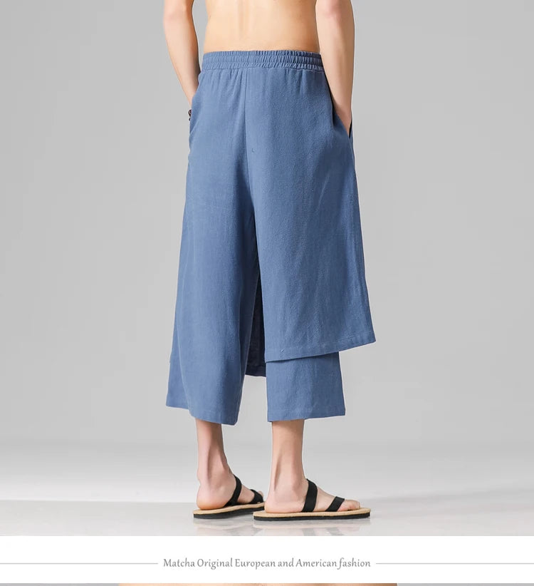 Irregular Skirt Harem Pants for Men – Cotton Linen Vintage Style