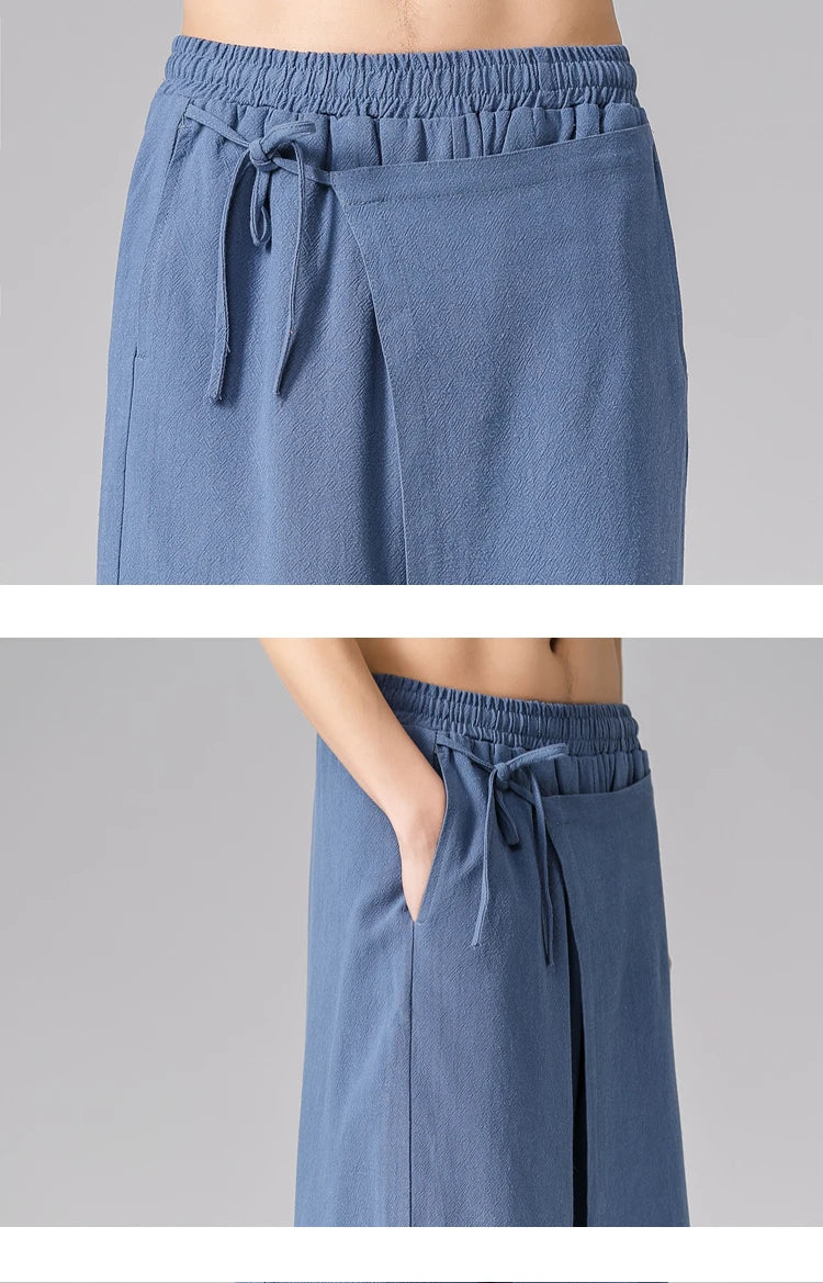 Irregular Skirt Harem Pants for Men – Cotton Linen Vintage Style