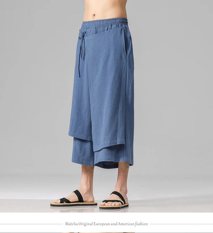 Irregular Skirt Harem Pants for Men – Cotton Linen Vintage Style