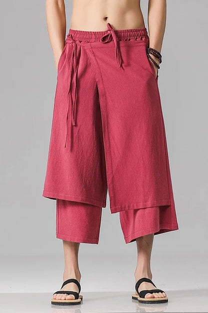 Irregular Skirt Harem Pants for Men – Cotton Linen Vintage Style