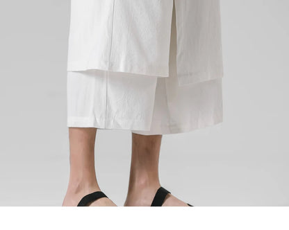 Irregular Skirt Harem Pants for Men – Cotton Linen Vintage Style