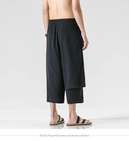 Irregular Skirt Harem Pants for Men – Cotton Linen Vintage Style