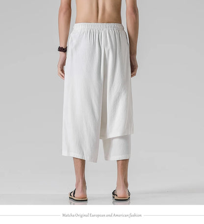 Irregular Skirt Harem Pants for Men – Cotton Linen Vintage Style