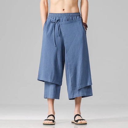 Irregular Skirt Harem Pants for Men – Cotton Linen Vintage Style