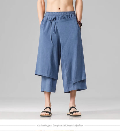 Irregular Skirt Harem Pants for Men – Cotton Linen Vintage Style