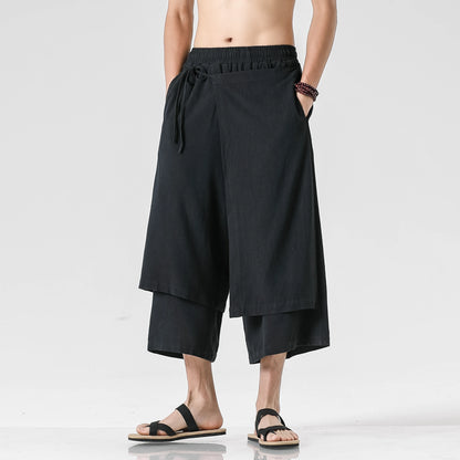Irregular Skirt Harem Pants for Men – Cotton Linen Vintage Style