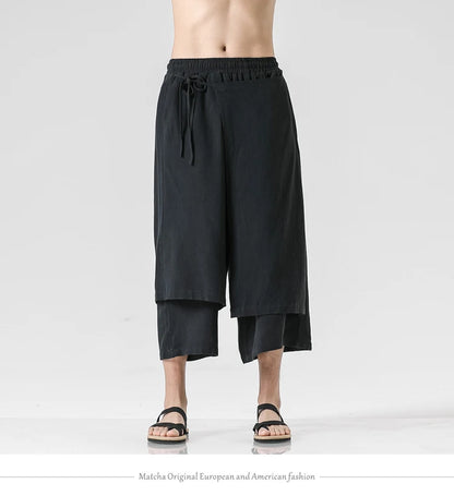Irregular Skirt Harem Pants for Men – Cotton Linen Vintage Style