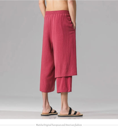 Irregular Skirt Harem Pants for Men – Cotton Linen Vintage Style