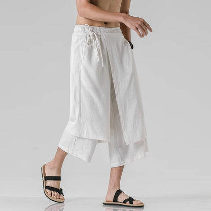 Irregular Skirt Harem Pants for Men – Cotton Linen Vintage Style