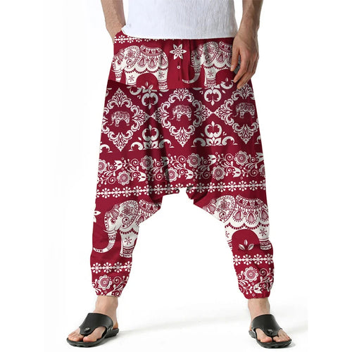 Elephant Pattern Festival Harem Pants for Men
