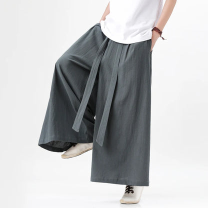 Zen Flow Wide-Leg Linen Pants – Harem Pants Men Style - Harem Pants Men