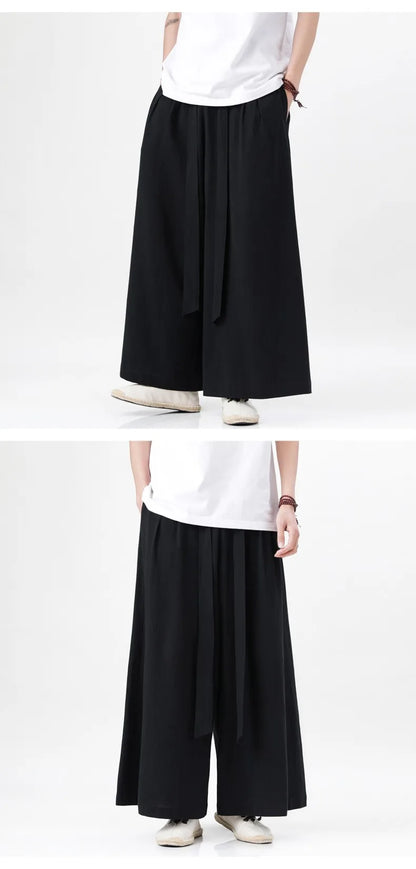 Zen Flow Wide-Leg Linen Pants – Harem Pants Men Style - Harem Pants Men