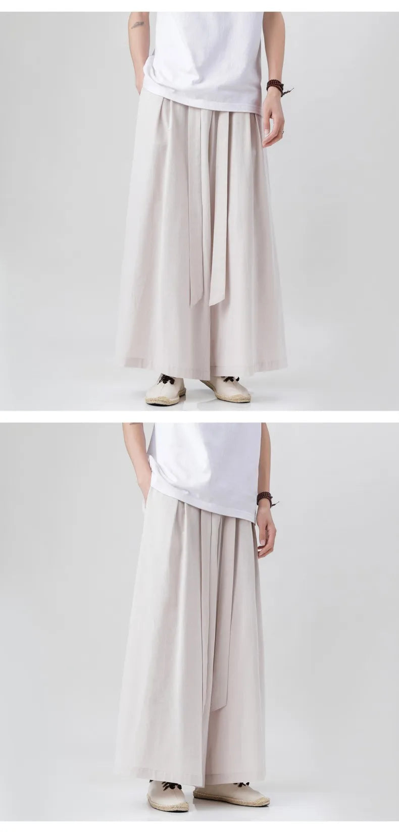 Zen Flow Wide-Leg Linen Pants – Harem Pants Men Style - Harem Pants Men