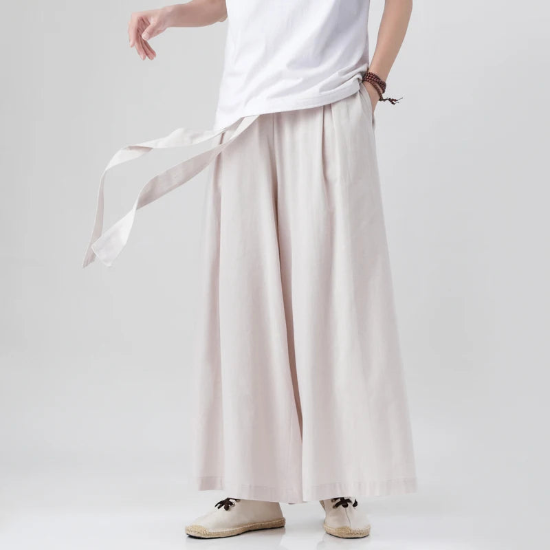 Zen Flow Wide-Leg Linen Pants – Harem Pants Men Style - Harem Pants Men