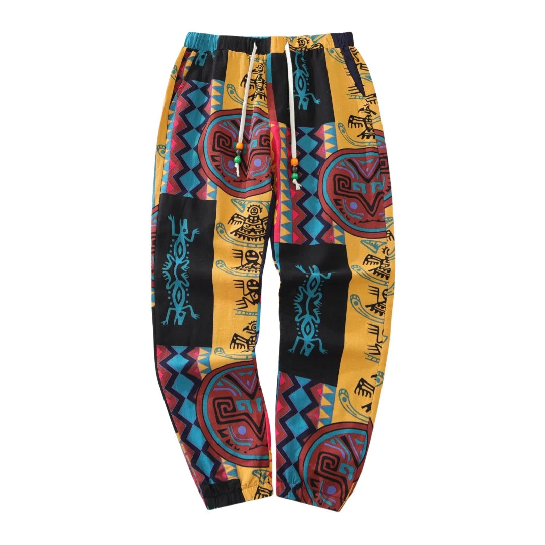 Boho Tribal Harem Pants for Men – Summer Cotton Linen - Harem Pants Men