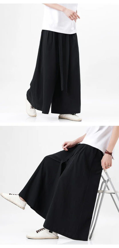 Zen Flow Wide-Leg Linen Pants – Harem Pants Men Style - Harem Pants Men