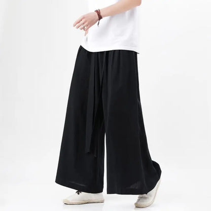 Zen Flow Wide-Leg Linen Pants – Harem Pants Men Style - Harem Pants Men
