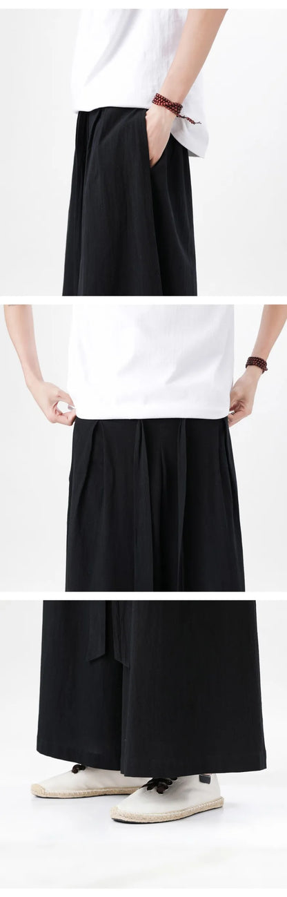 Zen Flow Wide-Leg Linen Pants – Harem Pants Men Style - Harem Pants Men