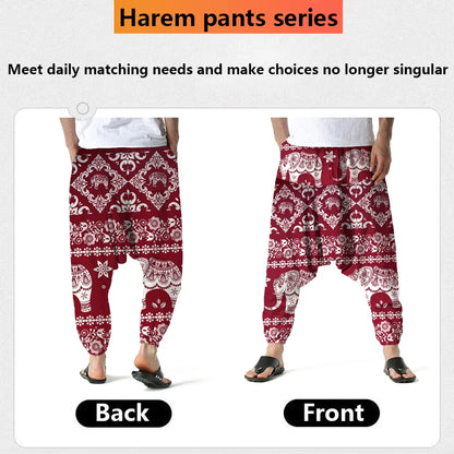 Elephant Pattern Festival Harem Pants for Men