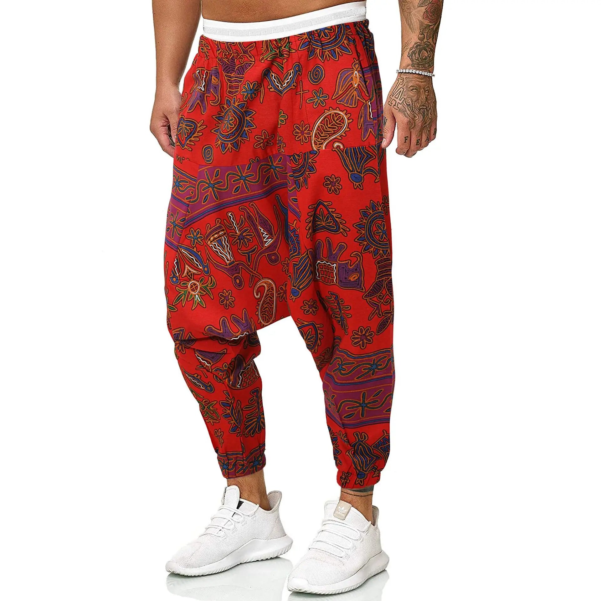 Red Vibe African Bloomers – Harem Pants Men Style - Harem Pants Men