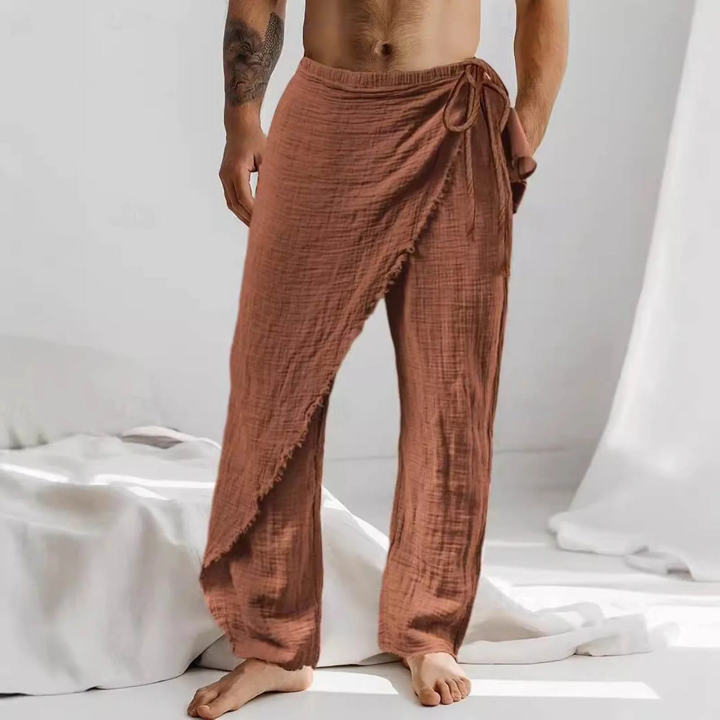 Men’s Breathable Cross - Wrap Beach Harem Pants