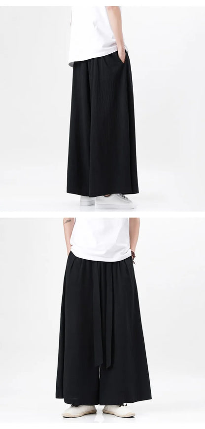Zen Flow Wide-Leg Linen Pants – Harem Pants Men Style - Harem Pants Men