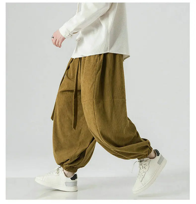 Corduroy Harem Pants for Men – Oversized Streetwear Trousers