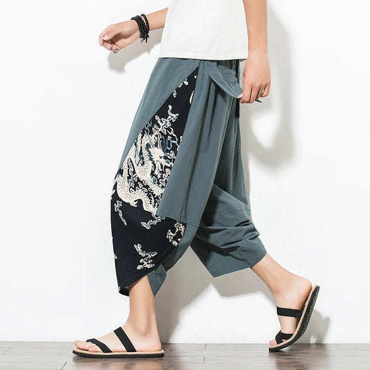 Men’s Harajuku Harem Pants – Vintage Patchwork Joggers