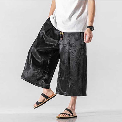 Silky Hakama Style Pants - Harem Pants Men