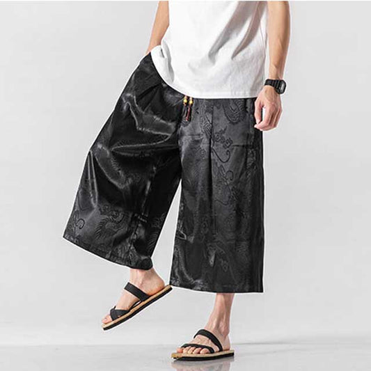 Silky Hakama Style Pants - Harem Pants Men