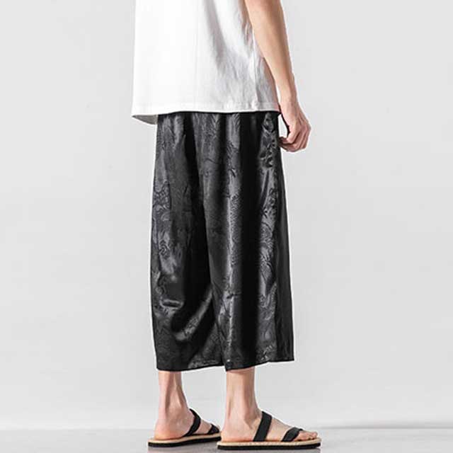 Silky Hakama Style Pants - Harem Pants Men