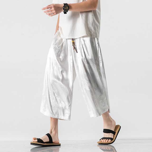 Silky Hakama Style Pants - Harem Pants Men